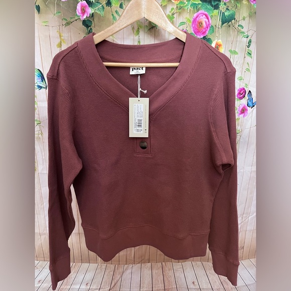 Pact Sweaters - NWT Pact Women's Sienna Thermal Waffle Henley Pullover